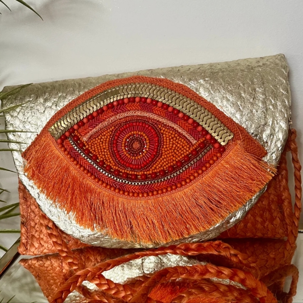 NWT! ALEX MAX Orange & Gold boho chic bag